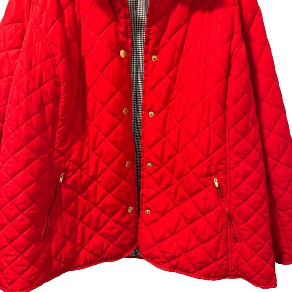Crown & Ivy Red Quilted Jacket Sz 3X With Gold Zippers & Snaps Jacket - Picture 5 of 12